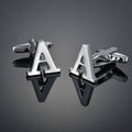 26 Letters A-Z High Quality Silver Colour Men's Cufflinks