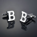 26 Letters A-Z High Quality Silver Colour Men's Cufflinks