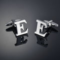 26 Letters A-Z High Quality Silver Colour Men's Cufflinks