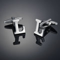 26 Letters A-Z High Quality Silver Colour Men's Cufflinks
