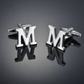 26 Letters A-Z High Quality Silver Colour Men's Cufflinks