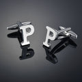 26 Letters A-Z High Quality Silver Colour Men's Cufflinks