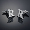 26 Letters A-Z High Quality Silver Colour Men's Cufflinks
