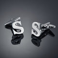 26 Letters A-Z High Quality Silver Colour Men's Cufflinks