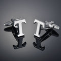 26 Letters A-Z High Quality Silver Colour Men's Cufflinks