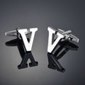 26 Letters A-Z High Quality Silver Colour Men's Cufflinks
