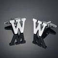 26 Letters A-Z High Quality Silver Colour Men's Cufflinks