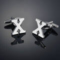 26 Letters A-Z High Quality Silver Colour Men's Cufflinks