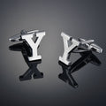 26 Letters A-Z High Quality Silver Colour Men's Cufflinks