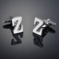 26 Letters A-Z High Quality Silver Colour Men's Cufflinks