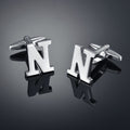 26 Letters A-Z High Quality Silver Colour Men's Cufflinks
