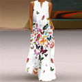 Butterfly Printed Breathable Long Sleeveless Maxi Dress Women
