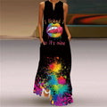 Butterfly Printed Breathable Long Sleeveless Maxi Dress Women
