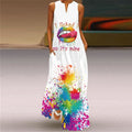 Butterfly Printed Breathable Long Sleeveless Maxi Dress Women