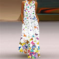 Butterfly Printed Breathable Long Sleeveless Maxi Dress Women