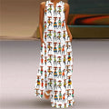 Butterfly Printed Breathable Long Sleeveless Maxi Dress Women