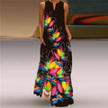 Butterfly Printed Breathable Long Sleeveless Maxi Dress Women