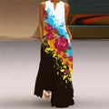 Butterfly Printed Breathable Long Sleeveless Maxi Dress Women