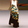 Butterfly Printed Breathable Long Sleeveless Maxi Dress Women