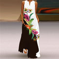 Butterfly Printed Breathable Long Sleeveless Maxi Dress Women