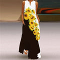 Butterfly Printed Breathable Long Sleeveless Maxi Dress Women