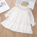 Cute Little Girl Long Sleeve Lace Collar Jacquard Dress