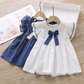Cute Little Girl Long Sleeve Lace Collar Jacquard Dress