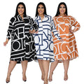A-Line Plus Size Long Sleeve Loose Midi Dresses