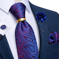 Luxury Men's Ties Silk Jacquard Woven Men Necktie Ring Brooch Cufflinks Hanky Set