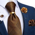 Luxury Men's Ties Silk Jacquard Woven Men Necktie Ring Brooch Cufflinks Hanky Set