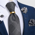 Luxury Men's Ties Silk Jacquard Woven Men Necktie Ring Brooch Cufflinks Hanky Set