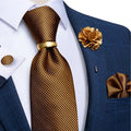 Luxury Men's Ties Silk Jacquard Woven Men Necktie Ring Brooch Cufflinks Hanky Set