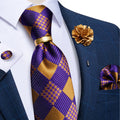Luxury Men's Ties Silk Jacquard Woven Men Necktie Ring Brooch Cufflinks Hanky Set