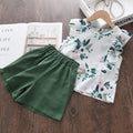 Sleeveless T-shirt and Print Bow Shorts for Girls