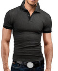 Men's Lapel Casual Short-sleeved Stitching T-shirt