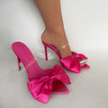 Sexy Fashion Silk Butterfly-Knot Patchwork Head Peep Toe Stiletto High Heels