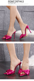 Sexy Fashion Silk Butterfly-Knot Patchwork Head Peep Toe Stiletto High Heels