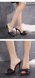 Sexy Fashion Silk Butterfly-Knot Patchwork Head Peep Toe Stiletto High Heels