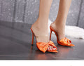 Sexy Fashion Silk Butterfly-Knot Patchwork Head Peep Toe Stiletto High Heels