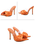 Sexy Fashion Silk Butterfly-Knot Patchwork Head Peep Toe Stiletto High Heels