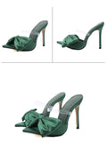 Sexy Fashion Silk Butterfly-Knot Patchwork Head Peep Toe Stiletto High Heels
