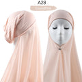 Bonnet Chiffon Hijab Scarf Underscarf With Cap Instant Chiffon Hijabs With Caps Pinless Free Style Hijabs