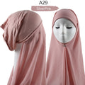 Bonnet Chiffon Hijab Scarf Underscarf With Cap Instant Chiffon Hijabs With Caps Pinless Free Style Hijabs