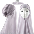 Bonnet Chiffon Hijab Scarf Underscarf With Cap Instant Chiffon Hijabs With Caps Pinless Free Style Hijabs