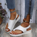 Comfy Leather Platform Flat Sole Orthopedic Sandal