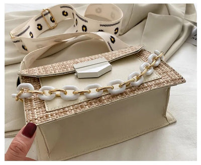 Wide Strap Designer Lady Handbags Fashion Chain Purses