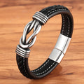 Classic Unisex  Geometric Stainless Steel  Leather Bracelets