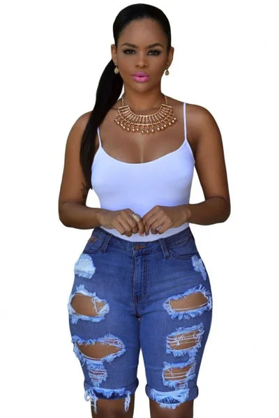 Summer Fashion Stretch Ripped Short Jeans Denim