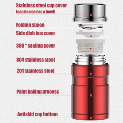 Portable Large Capacity Thermos Stainless Steel Jar Food Flask With a Spoon 500/750ml