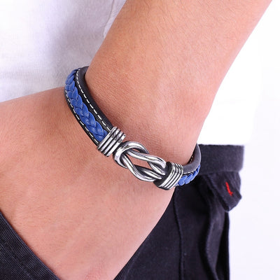 Classic Unisex  Geometric Stainless Steel  Leather Bracelets